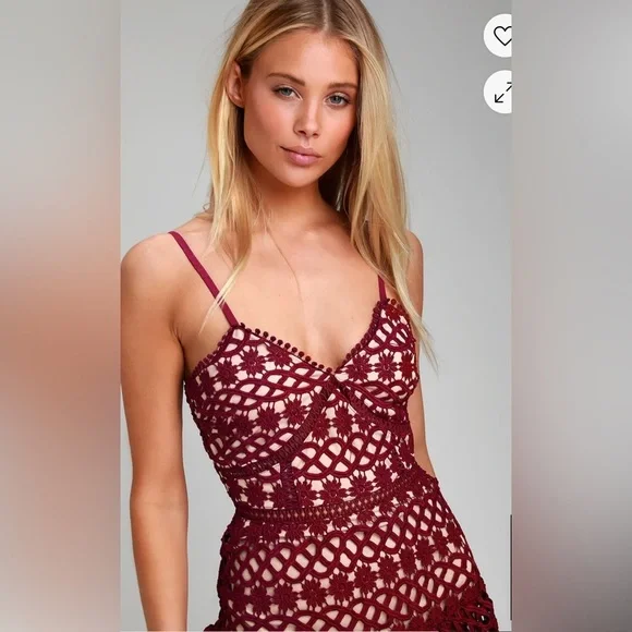 Lulus Beauty and Lace Plum Purple Crochet Lace Mini Dress Cocktail Formal - Picture 4 of 12